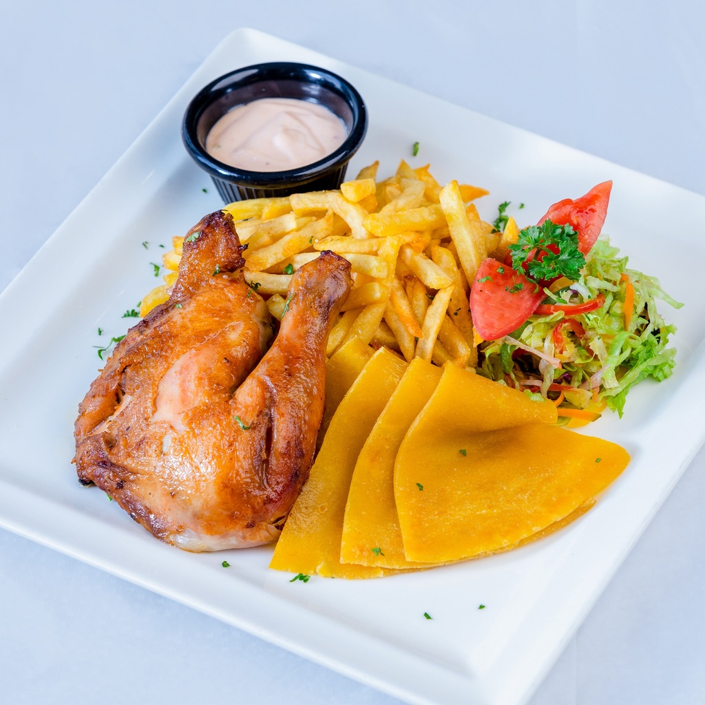 Grilled Quarter Chicken with Chips